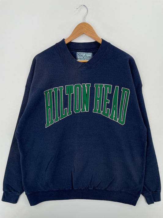 90's HILTON HEAD Made in USA Size XL Vintage College Sweat-Shirt / A6586