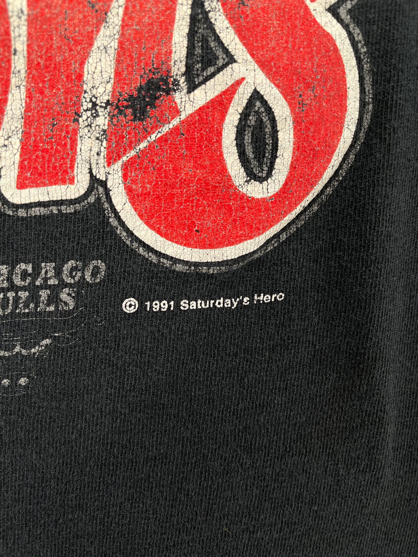 1991 CHICAGO BULLS Made in USA Size XL Vintage NBA T-Shirt / E43