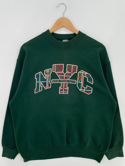 90's NEW YORK CITY Made in USA Size L Vintage College Sweat-shirt / E1218