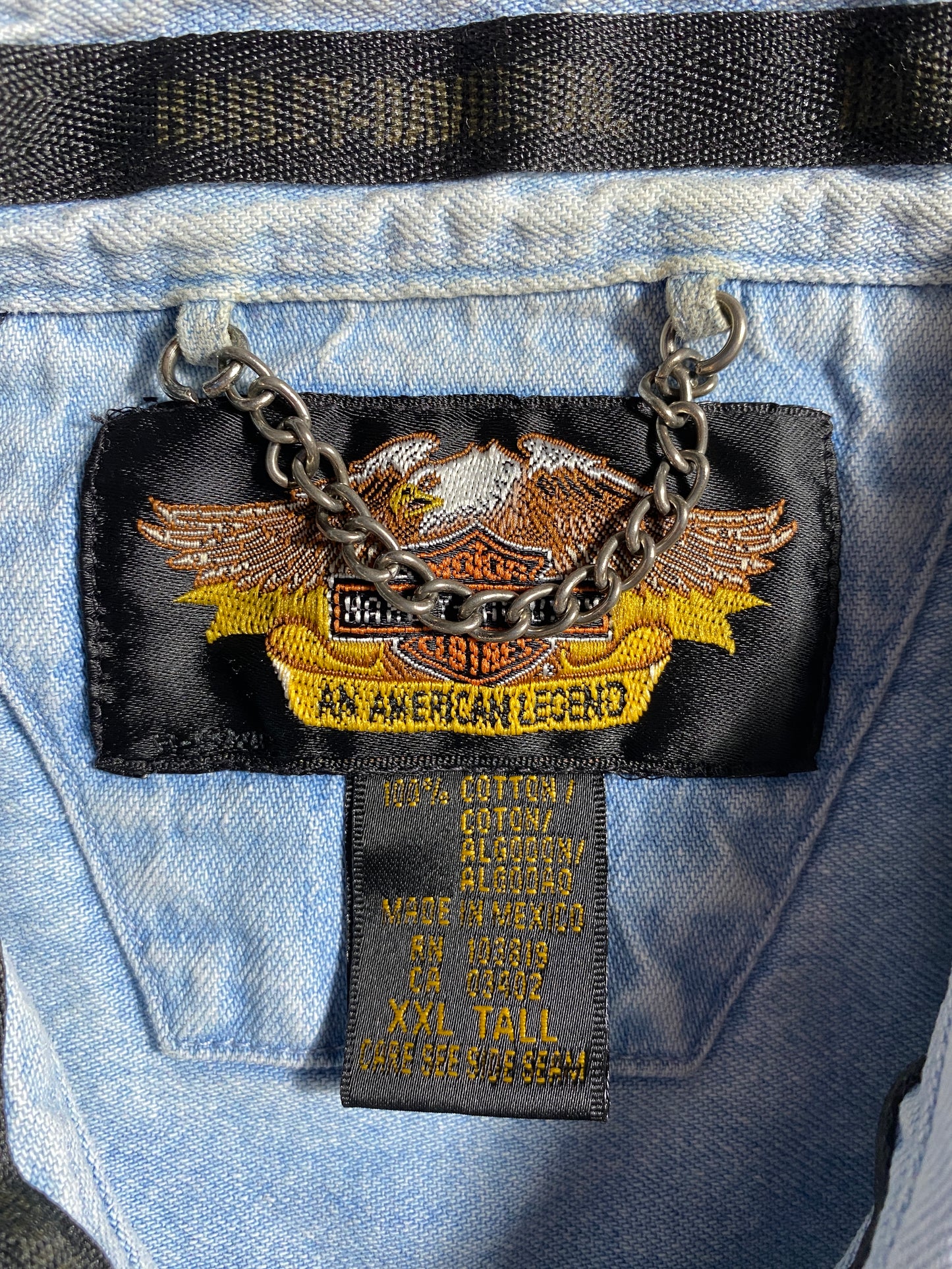 Vintage HARLEY DAVIDSON Size XXL Denim Button-Down Shirt / A6361