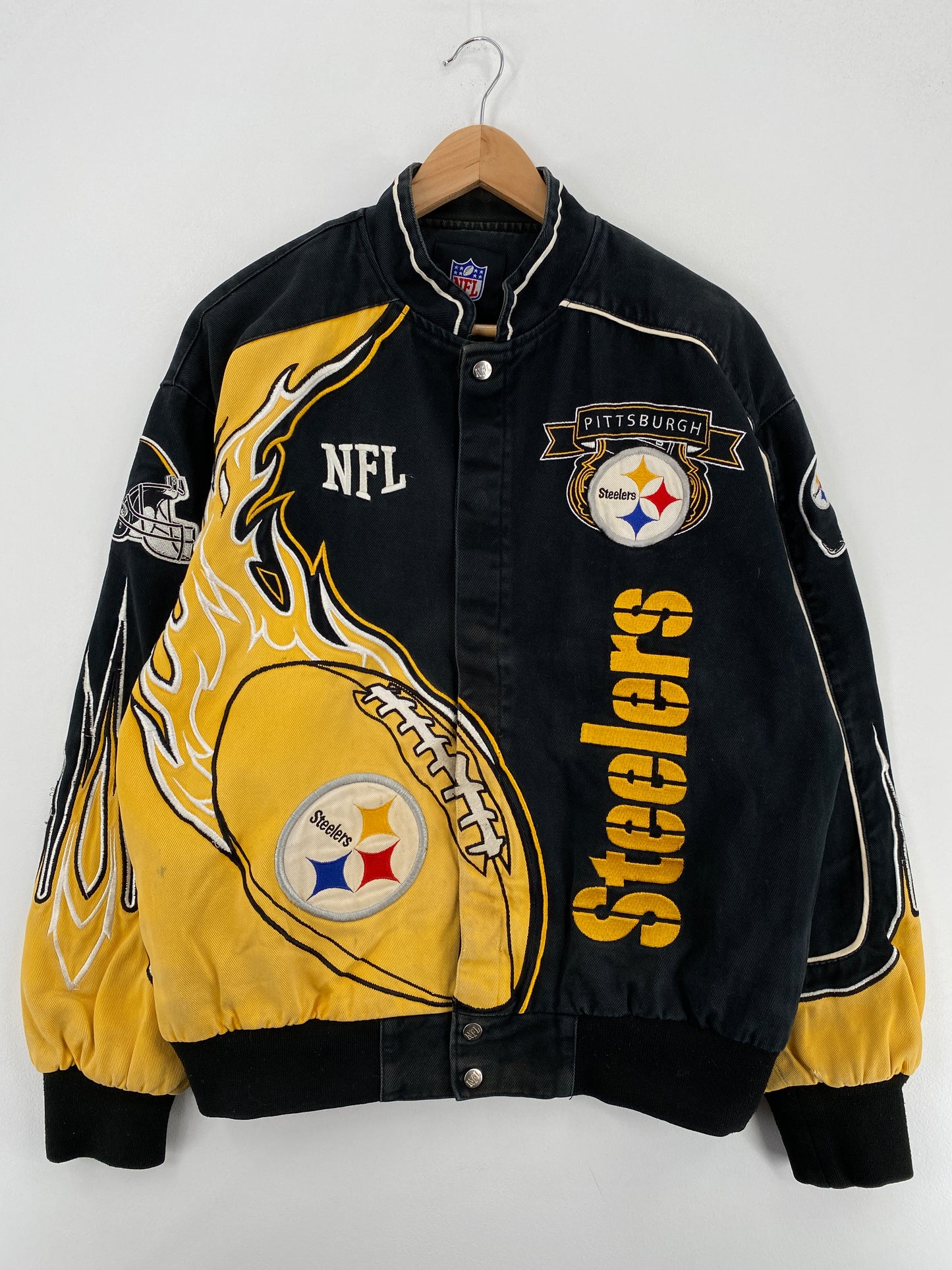 .Vintage PITTSBURGH STEELERS Size L NFL Racing Jacket / A6402