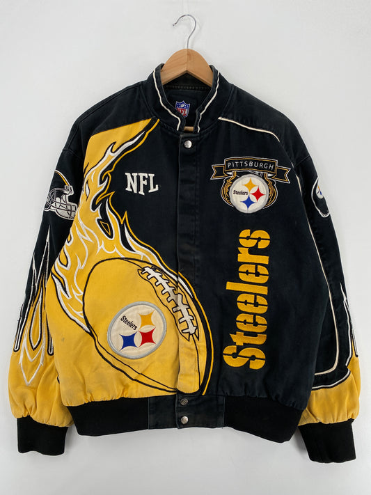 .Vintage PITTSBURGH STEELERS Size L NFL Racing Jacket / A6402