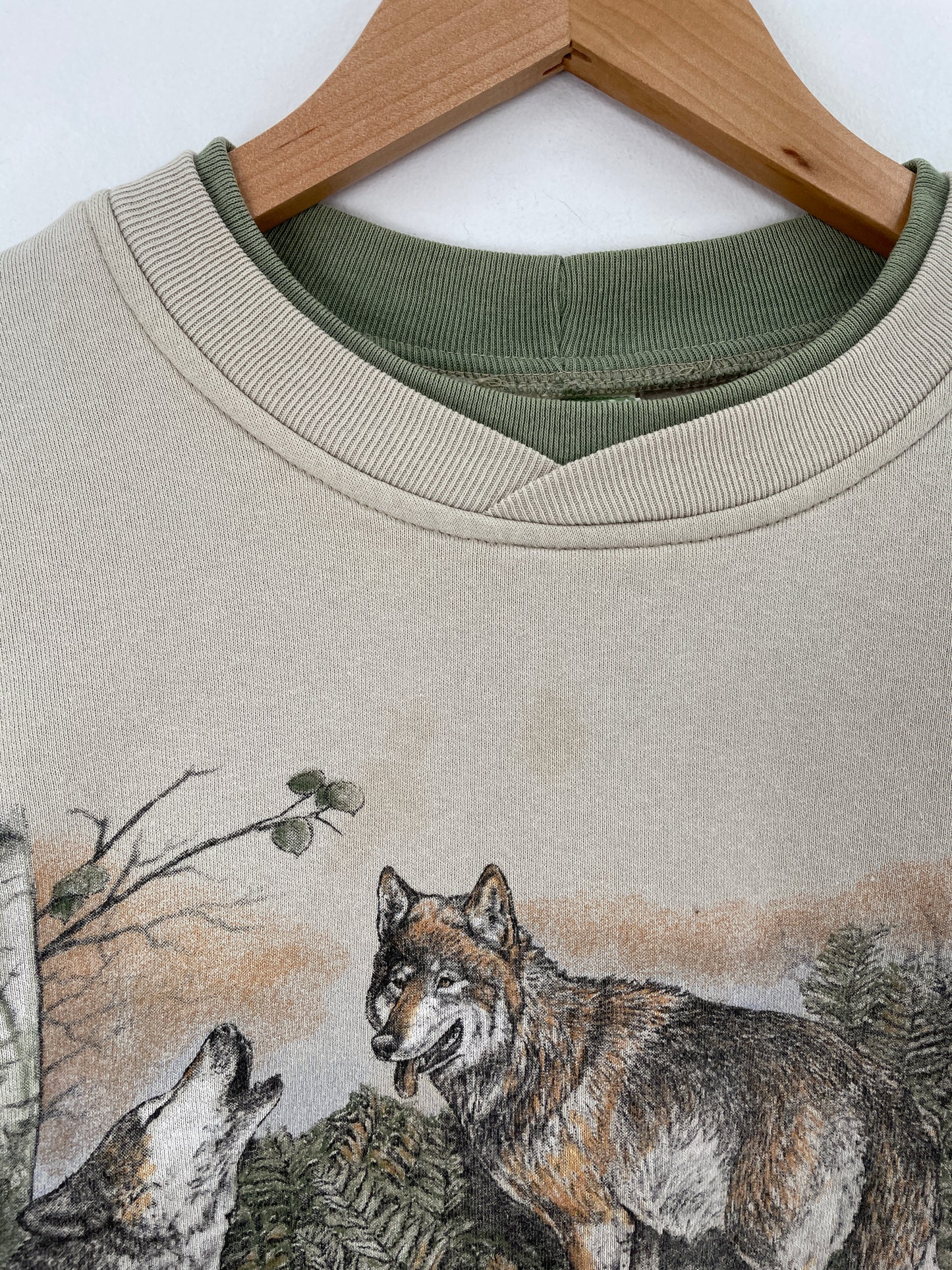 90's WOLF Made in USA Size L Vintage Animal Sweat-Shirt / E2841S