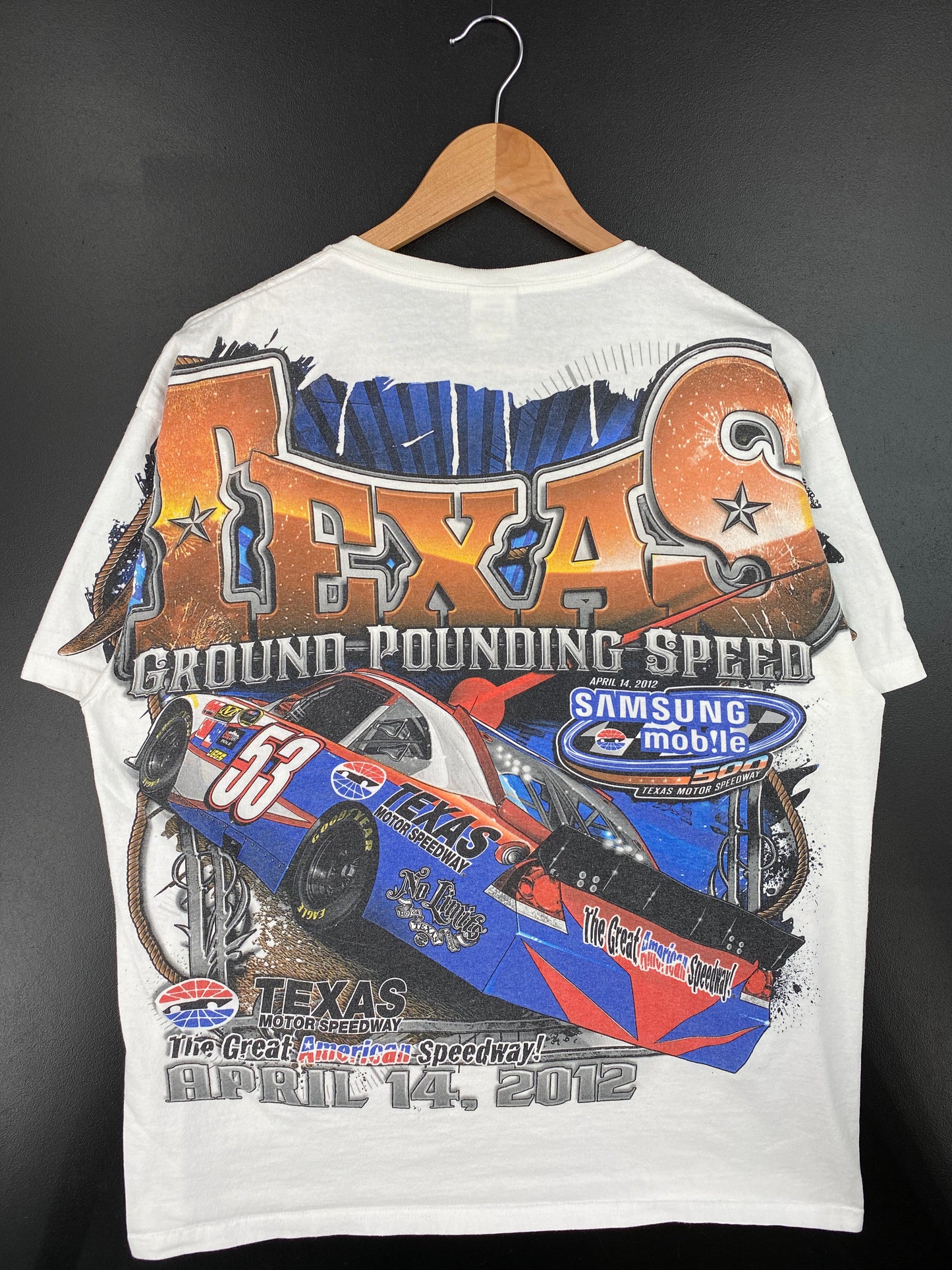 2012 TEXAS GROUND POUNDING SPEED Size XL Vintage Racing T-Shirt / A963