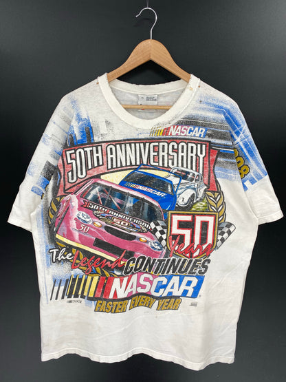 1998 NASCAR 50TH ANNIVERSARY Made in USA Size XL Vintage Racing T-Shirt / K7258