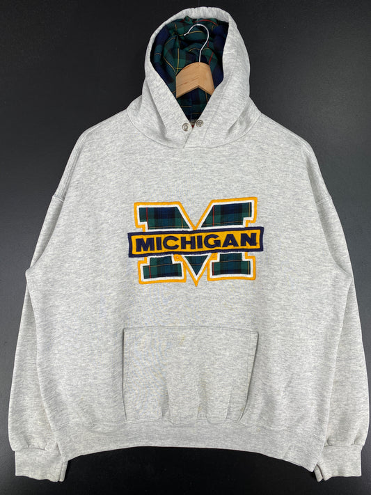 90's MICHIGAN Made in USA Size L Vintage College Hoodie Sweat-Shirt / A4608