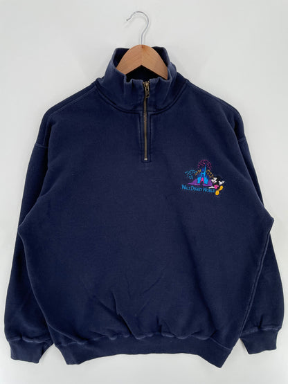 90's DISNEY MICKEY Made in USA Size L Vintage Half Zip-up Sweat-Shirt / E6432S