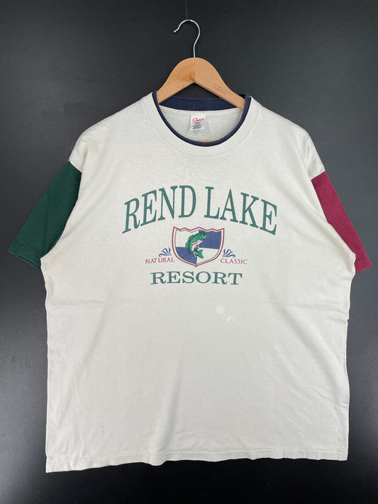 90's REND LAKE RESORT Made in USA Size XL Vintage Animal T-Shirt / E5093T
