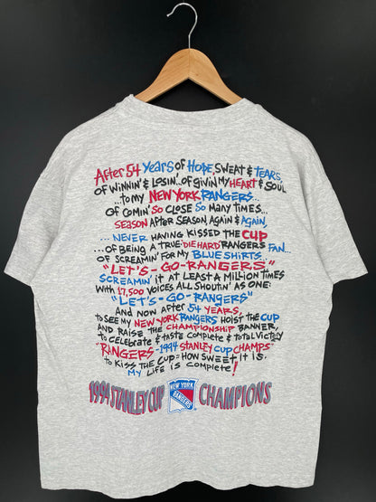 1994 NEW YORK RANGERS THE KISS CUP Made in USA Size XL Vintage NHL T-shirt / K9158