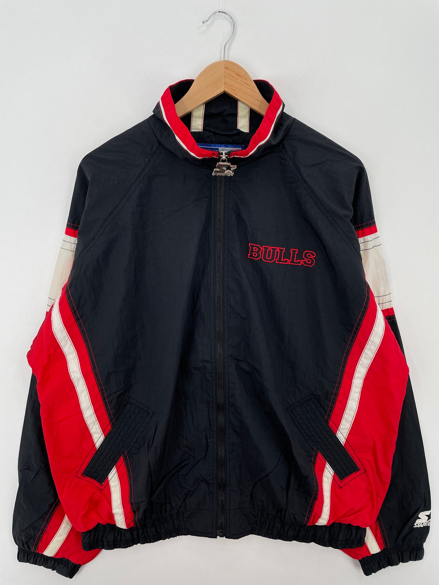 90's STARTER x CHICAGO BULLS Size XL Vintage NBA Nylon Jacket / A6834