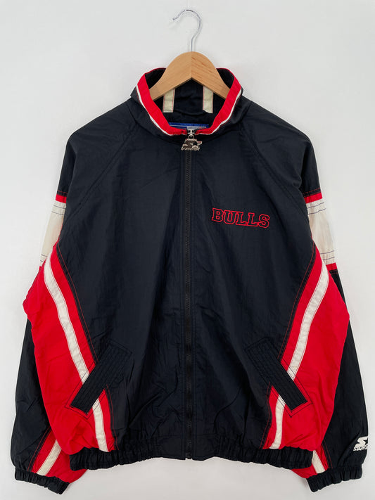 90's STARTER x CHICAGO BULLS Size XL Vintage NBA Nylon Jacket / A6834
