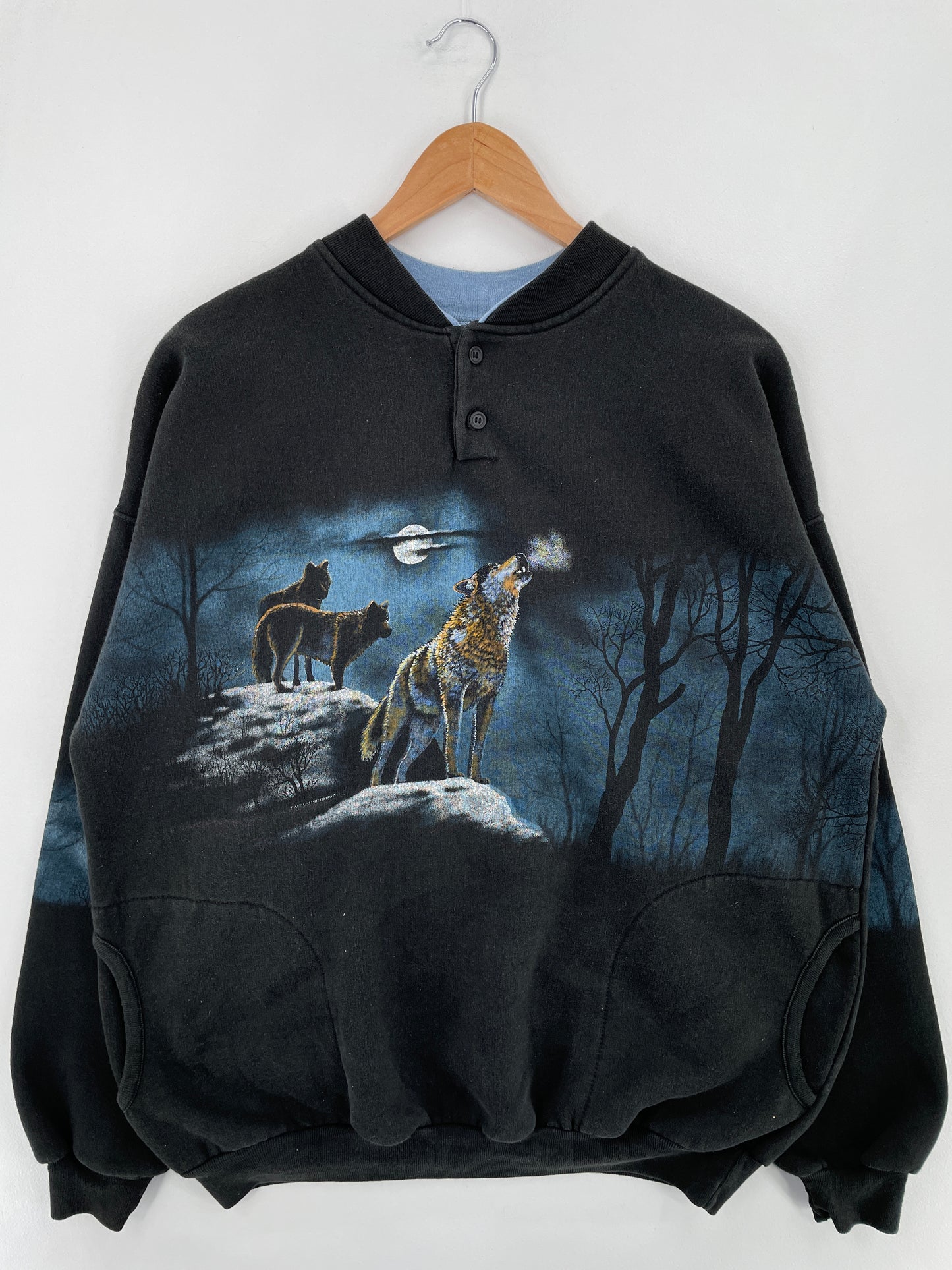 90's WOLF Made in USA Size XL Vintage Animal Sweat-Shirt / E1034