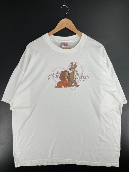 00' DISNEY LADY & THE TRAMP Made in USA Size XXL Vintage T-Shirt / E2334T