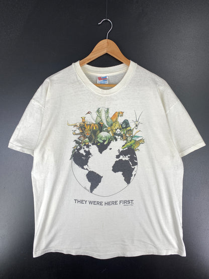 90's THEY WERE HERE FIRST Size XL Vintage T-Shirt / A4964