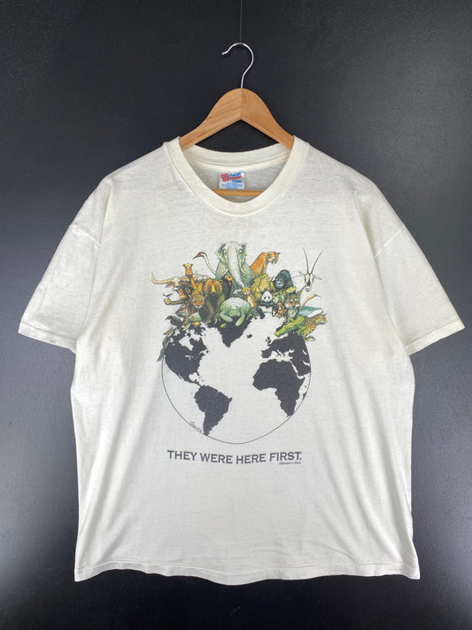 90's THEY WERE HERE FIRST Size XL Vintage T-Shirt / A4964