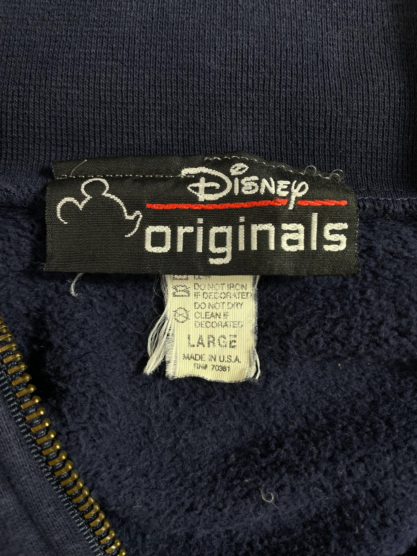 90's DISNEY MICKEY Made in USA Size L Vintage Half Zip-up Sweat-Shirt / E6432S