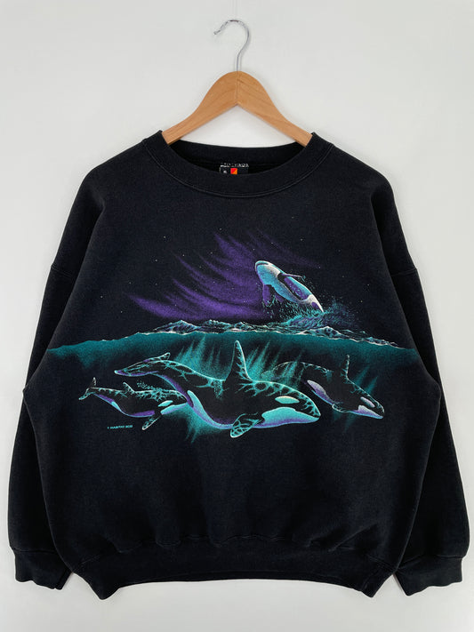 90's ORCA Made in USA Size XL Vintage Animal Sweat-Shirt / A9937