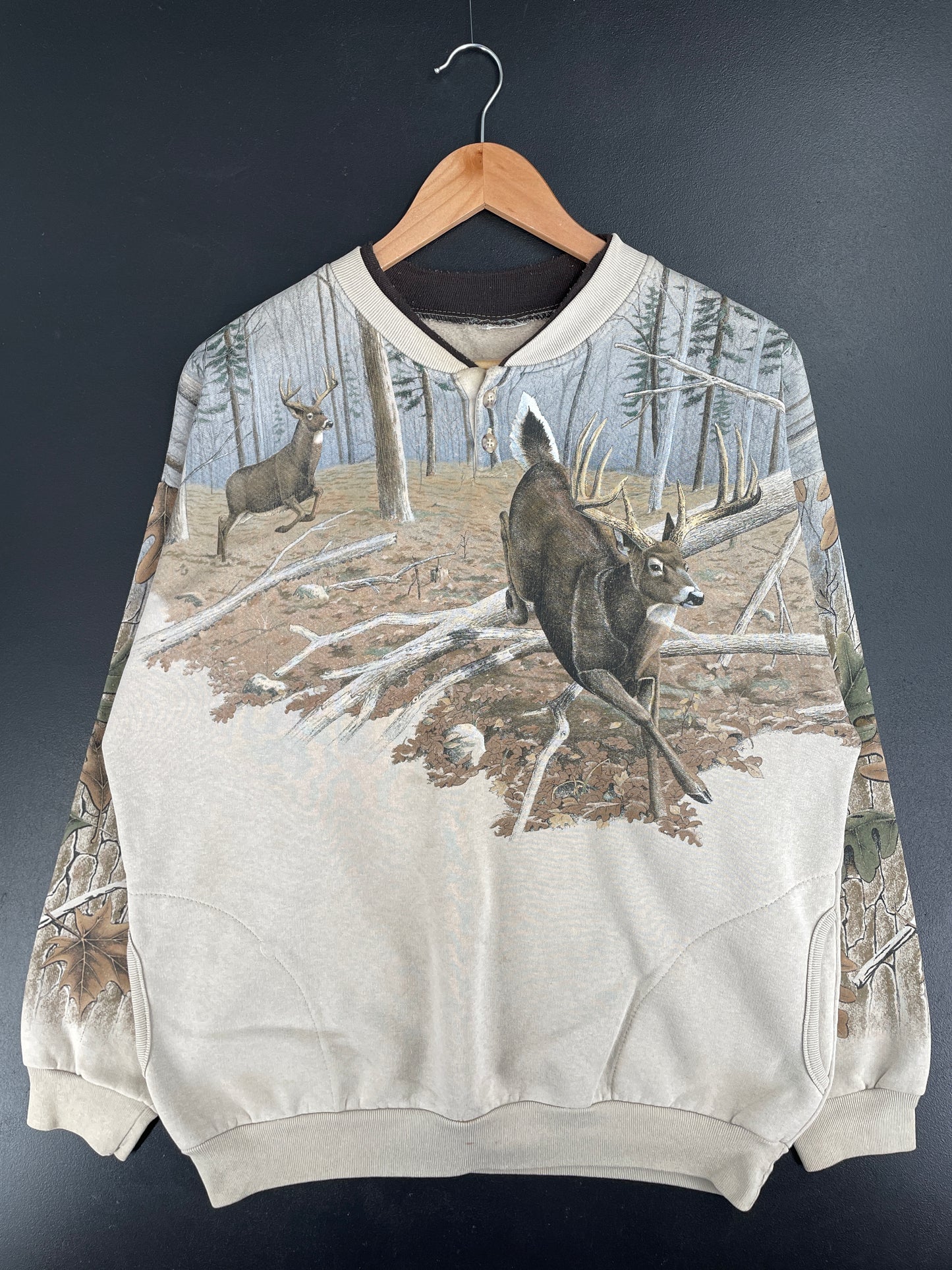 Vintage WHITE TAIL DEER Size Approx.L Vintage Animal Sweat-Shirt / E2545S