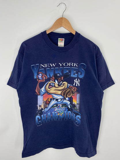 1998 NEW YORK YANKEES x LOONEY TUNES TAZ Size L Vintage MLB T-Shirt / K9837