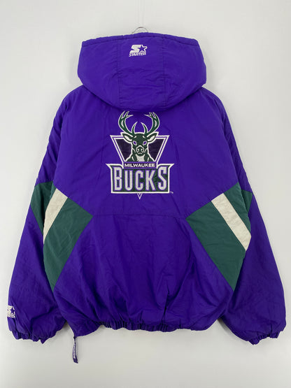90's STARTER x MILUWALKEE BUCKS Size L Vintage NBA Nylon Jacket / A8763