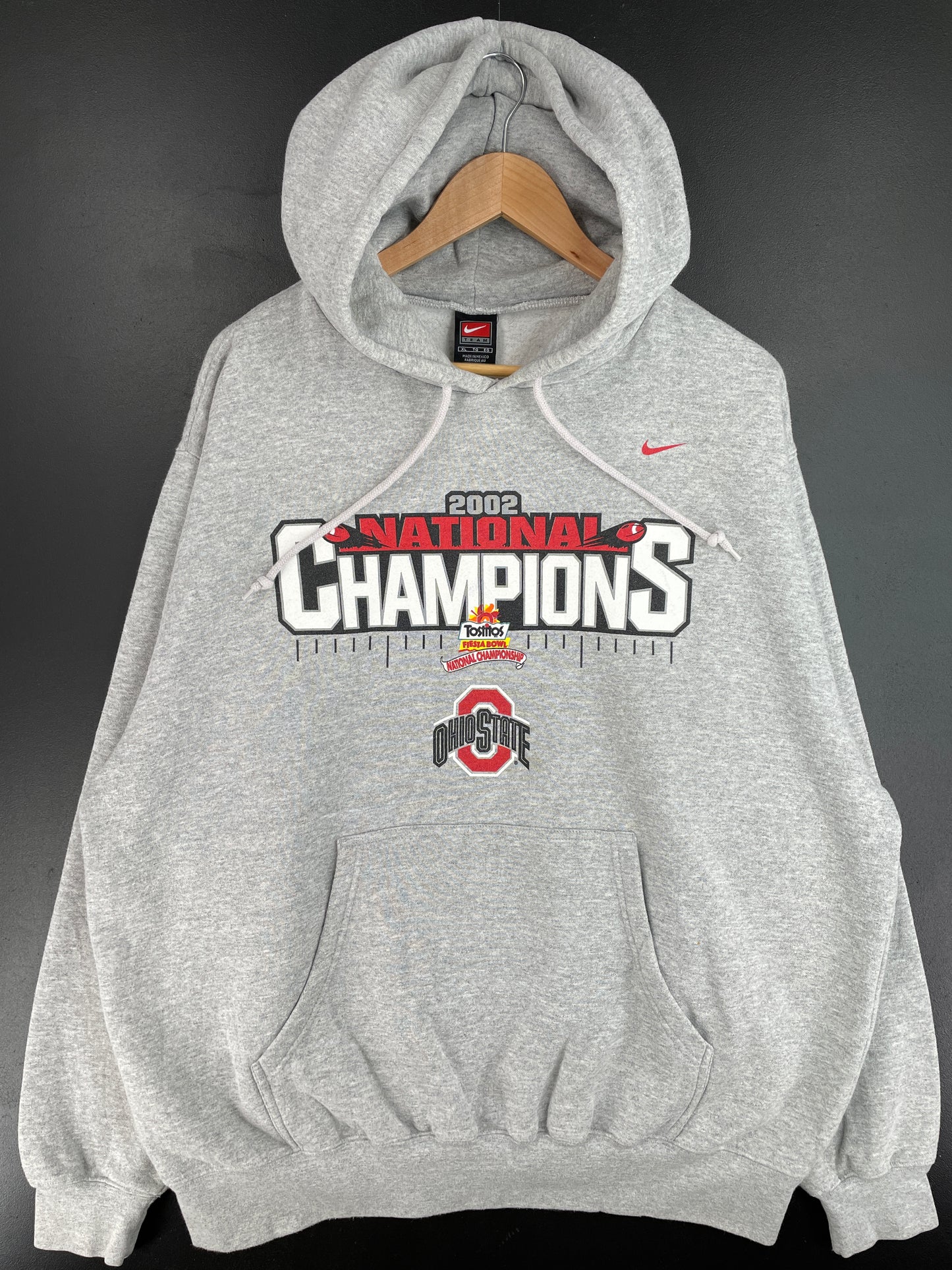 2002 NIKE x OHIO STATE Size XL Vintage College Hoodie Sweat shirt / E4372S
