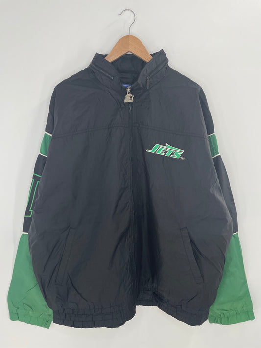 90's STARTER x NEW YORK JETS Size XL Vintage NFL Zip-up Nylon Jacket / A8846