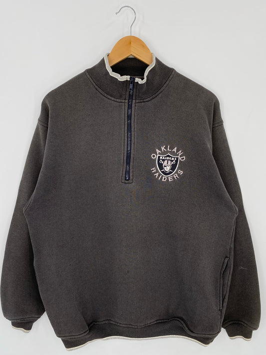 Vintage OAKLAND RAIDERS Size M Vintage NFL Half-zip Sweat - Shirt/ K5793