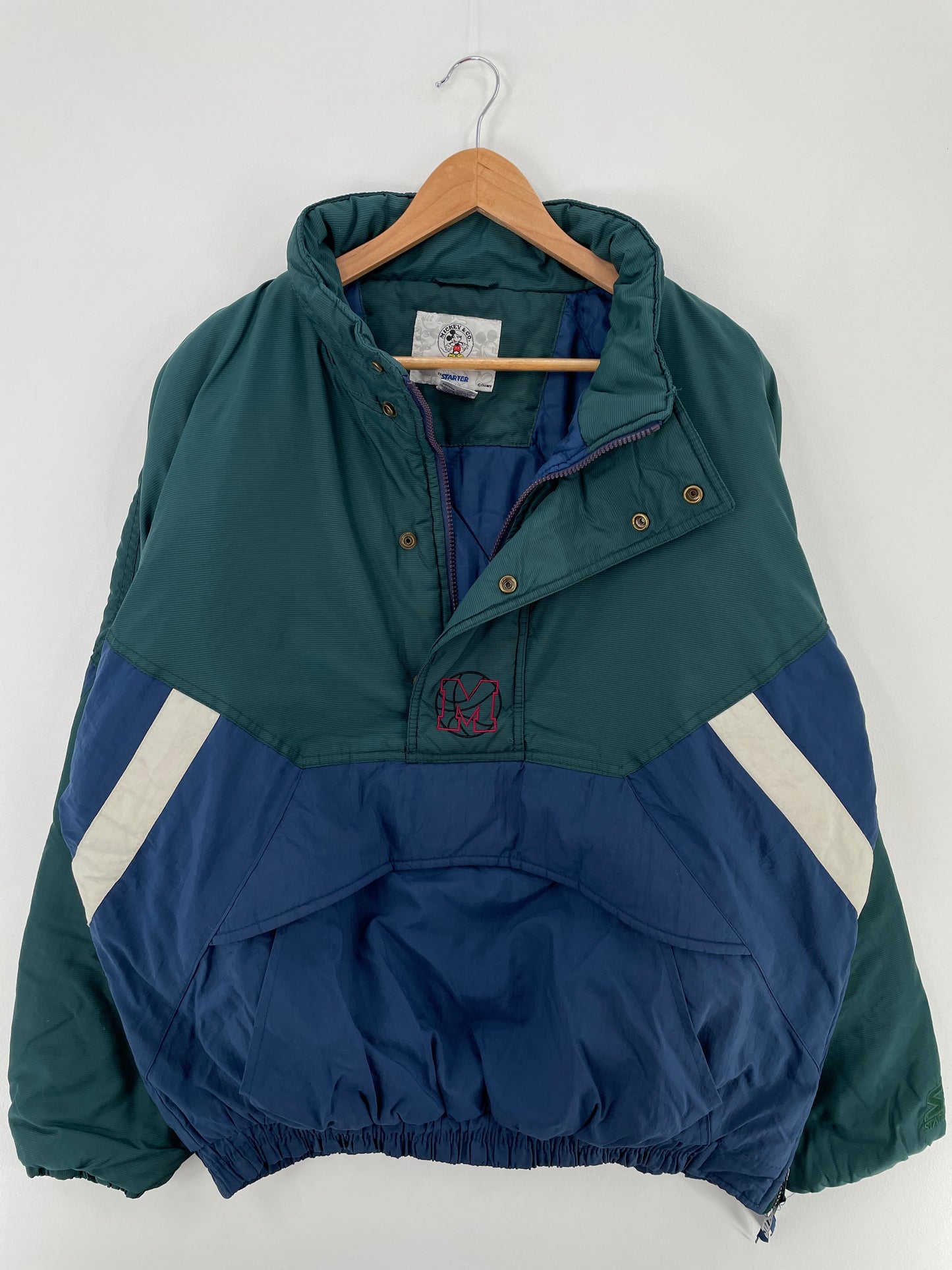 90's STARTER x DISNEY MICKEY Size XL Vintage Padded Nylon Jacket / A9918