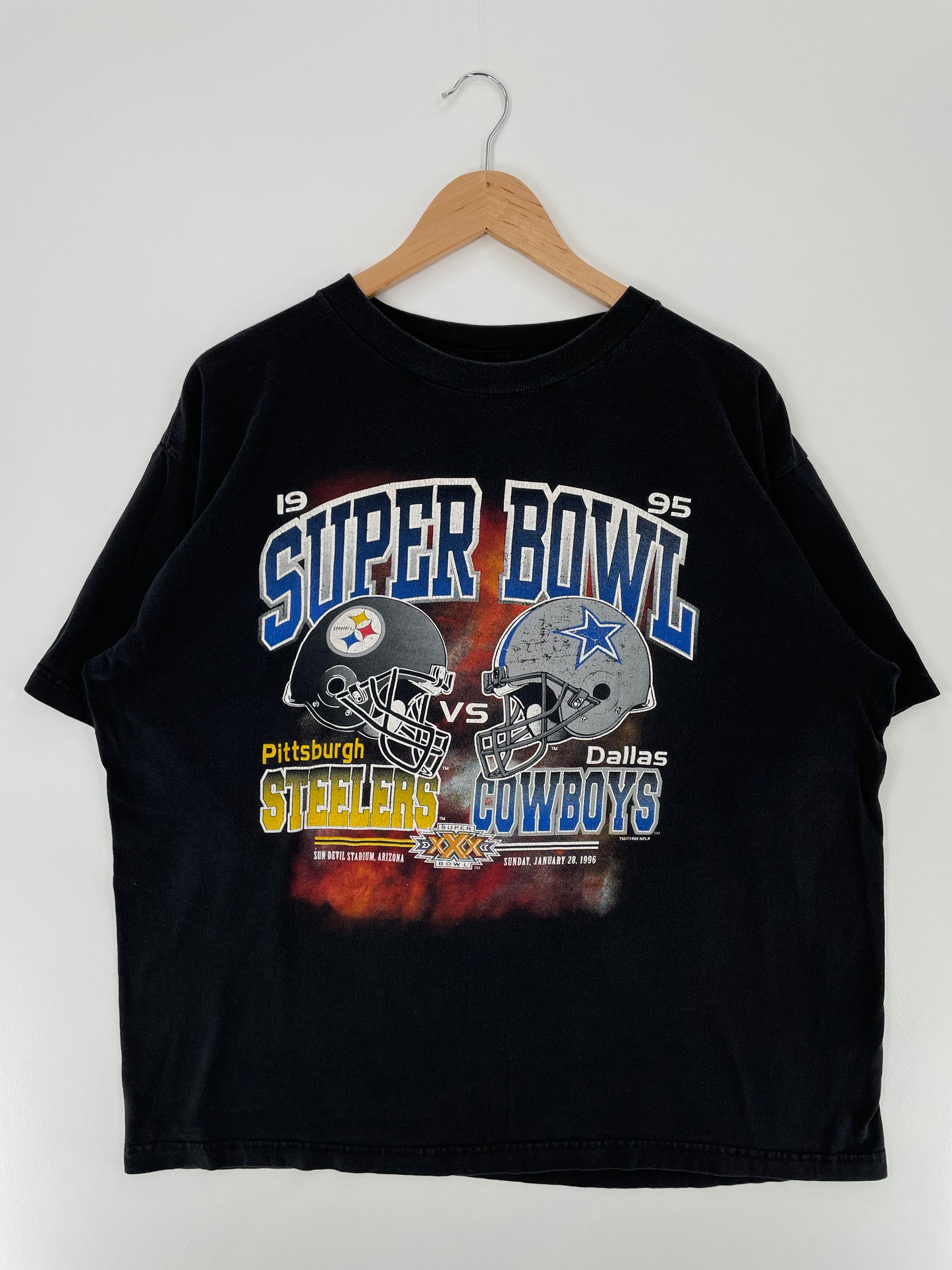 1995 SUPER BOWL STEELERS COWBOYS Size XL Vintage NFL T-shirt / A259