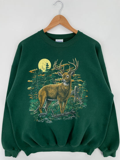 90's DEER Made in USA Size XL Vintage Animal Sweat-Shirt / E1037