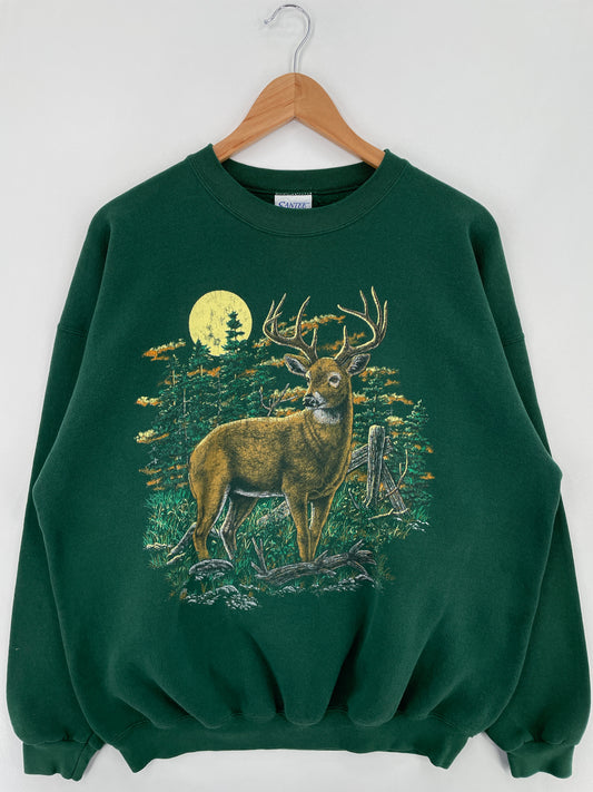 90's DEER Made in USA Size XL Vintage Animal Sweat-Shirt / E1037
