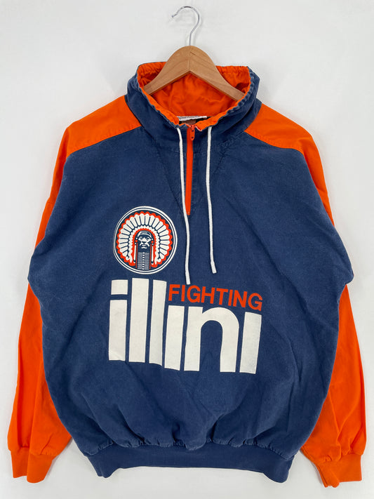 90's ILLINOIS FIGHTING ILLINI Made in USA Size L Vintage NFL Cotton Shirt / E721