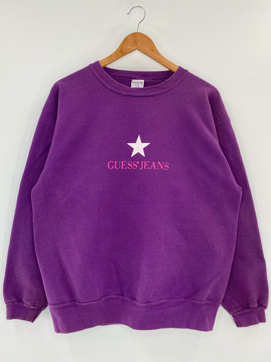 90’s GUESS Made in USA Size No tag (Approx.M-L) Vintage Sweat-shirt / K4295
