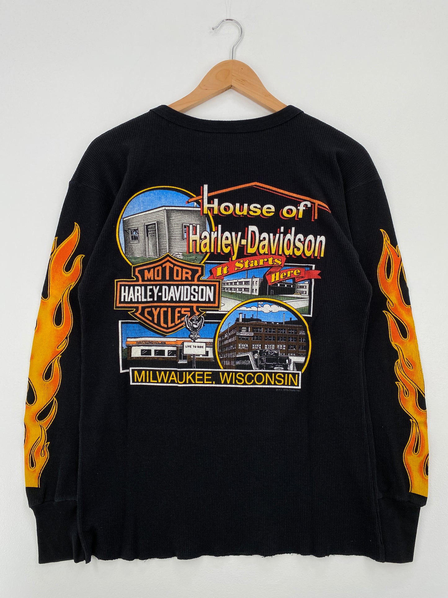 90's HARLEY DAVIDSON Made in USA Size L Vintage Long Sleeve T-Shirt / A8403
