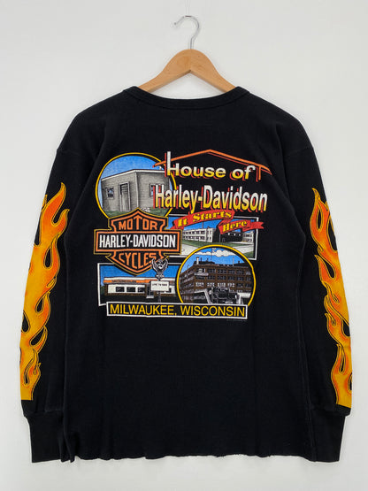 90's HARLEY DAVIDSON Made in USA Size L Vintage Long Sleeve T-Shirt / A8403