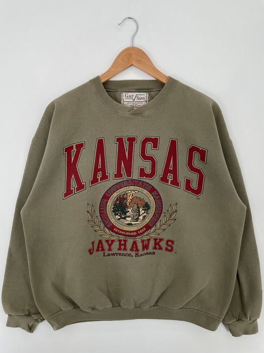 90’s KANSAS JAYHAWKS Size Approx.XL College Sweat-shirt / E59