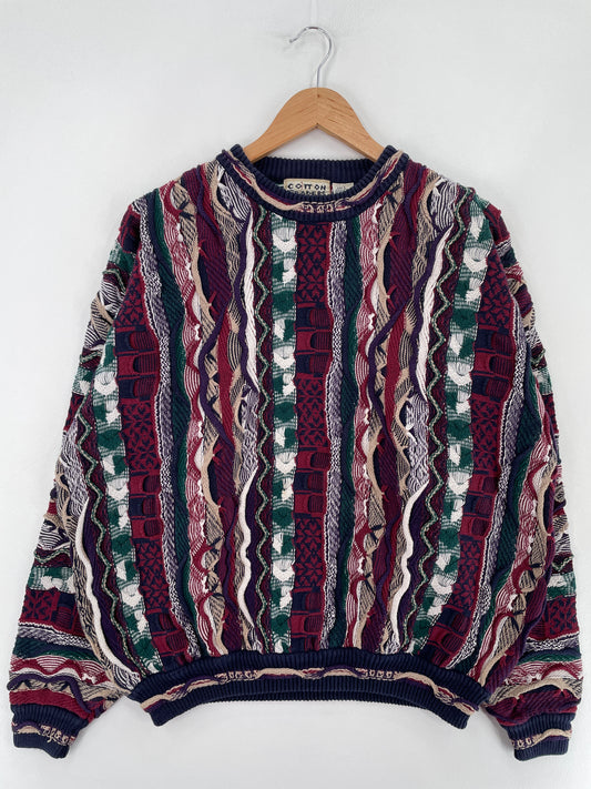 Vintage 3D COOGI Style Size L Cotton Knit Sweater / E4904K