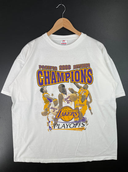 2008 LOS ANGELES LAKERS Size XL Vintage NBA T-Shirt / A6794