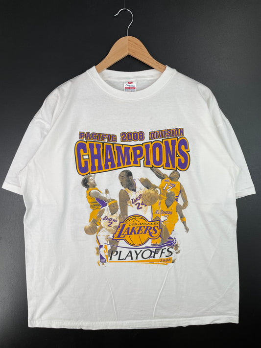 2008 LOS ANGELES LAKERS Size XL Vintage NBA T-Shirt / A6794