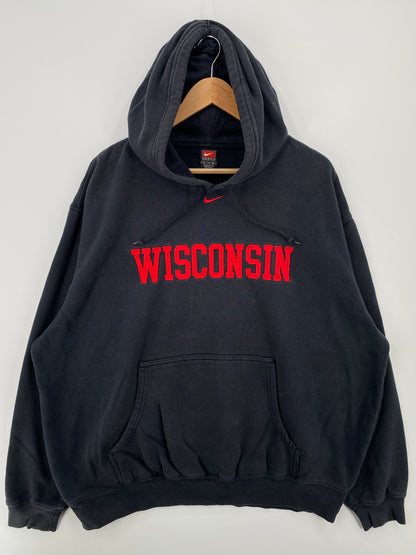 00’ NIKE X WISCONSIN Size XL Vintage College Hoodie Sweat-Shirt / A8230