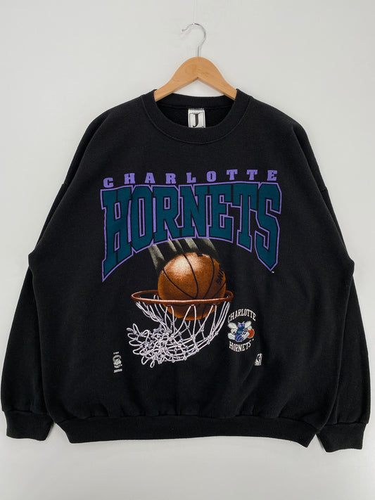 90's CHARLOTTE HORNETS Made in USA Size XXL Vintage NFL Sweat-Shirt / A5183