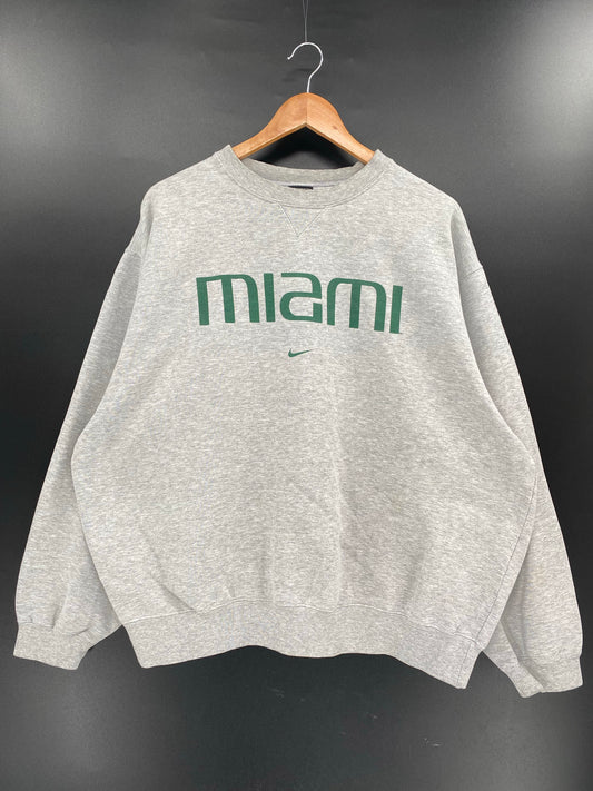 00' NIKE UNIVERSITY OF MIAMI Size XL Vintage Sweat-Shirt / K4605