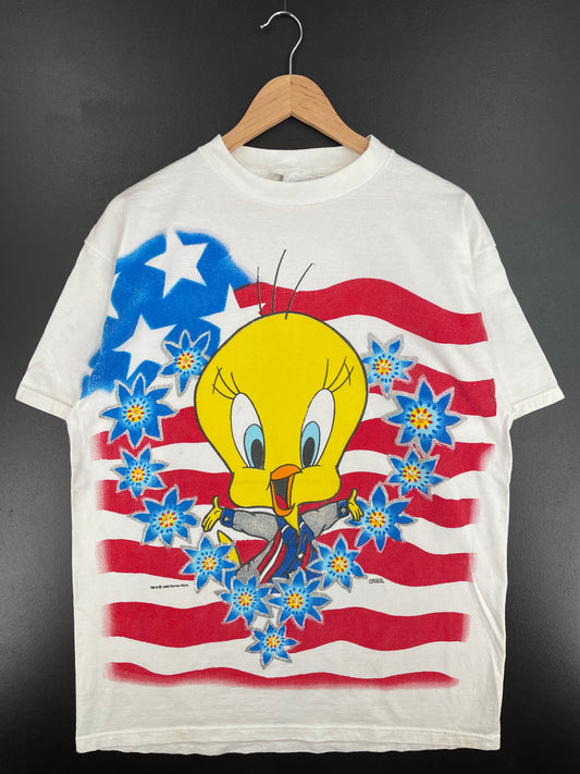 1995 LOONEY TUNES TWEETY Made in USA Size L Vintage T-Shirt / A2159