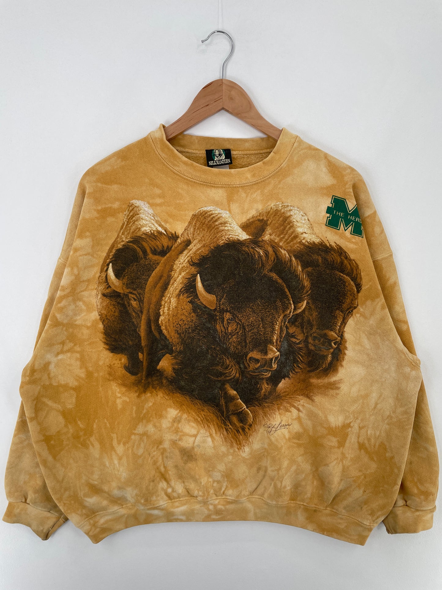 90's BUFFALO Made in USA Size L Vintage Animal Sweat-Shirt / E50