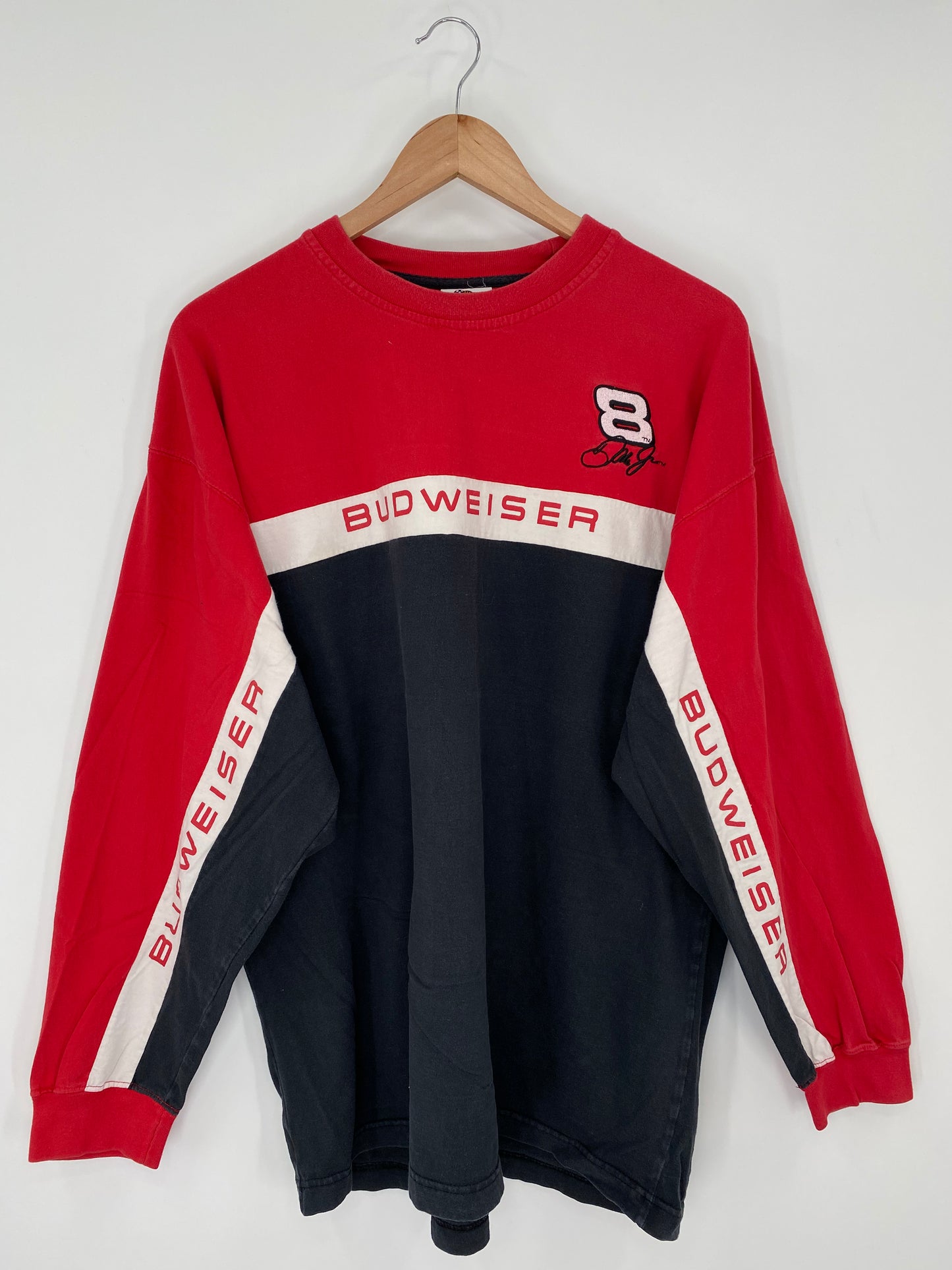 Vintage DALE EARNHARDT JR x BUDWEISER Size XL Racing Long Sleeve T-Shirts / K9657