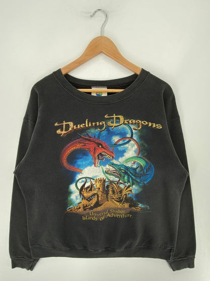 1999 UNIVERSAL STUDIOS DUELING DRAGON Size Approx.L Vintage Sweat-Shirt / E6584S
