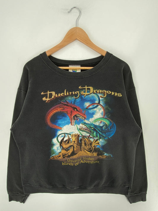 1999 UNIVERSAL STUDIOS DUELING DRAGON Size Approx.L Vintage Sweat-Shirt / E6584S