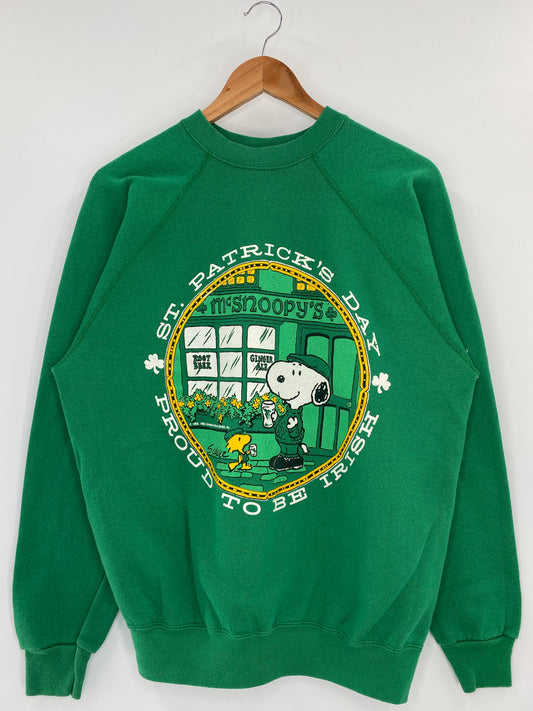 80's ST. PATRICK’S DAY SNOOPY Made in USA Size L Vintage Sweat-shirt / K4361