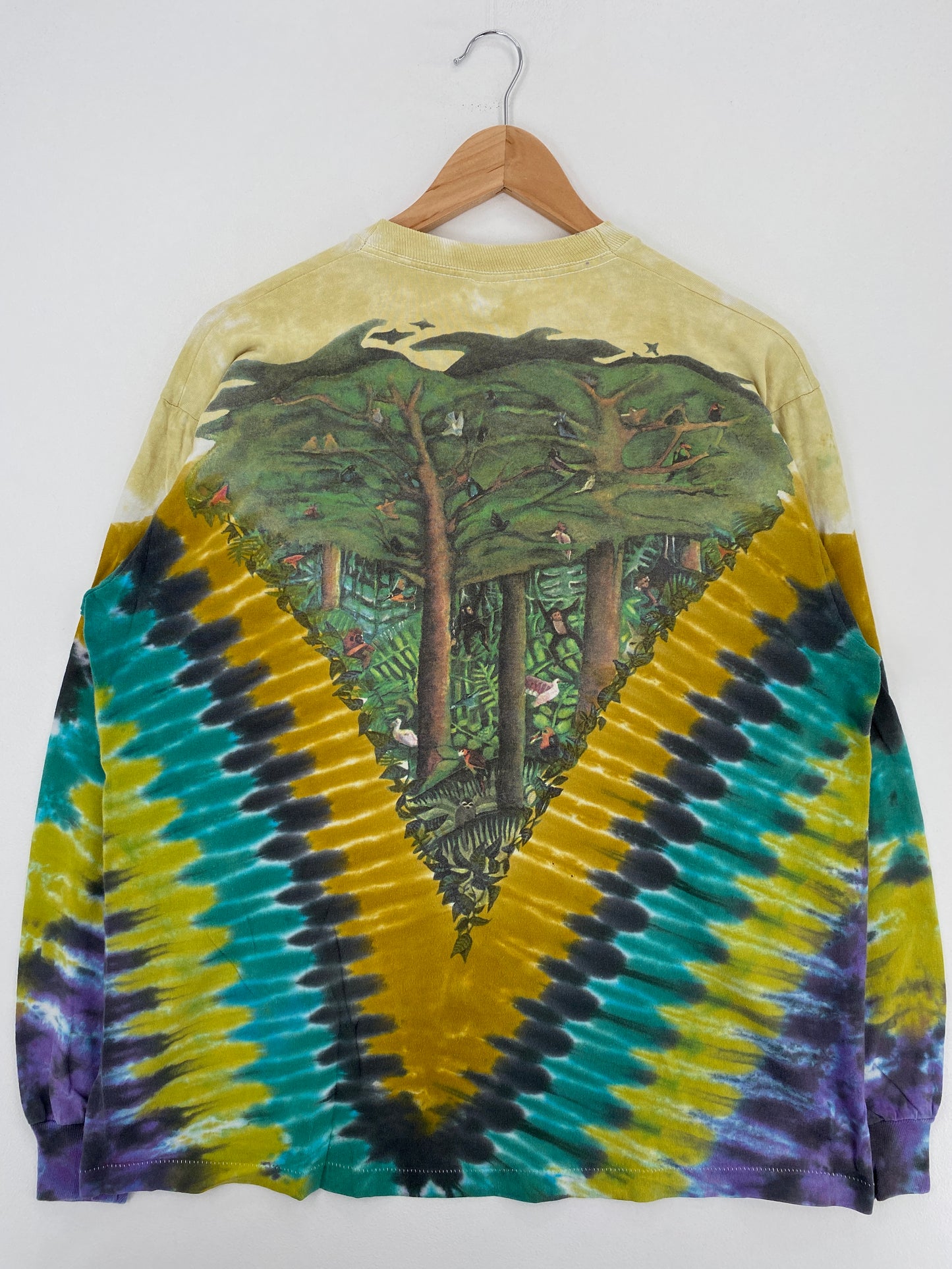 90's TIE-DYE ELEPHANT Made in USA Size XL Vintage Long Sleeve T-Shirts / A4756