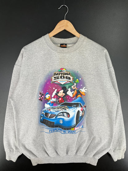 2004 NASCAR x DISNEY MICKEY GOOFY DONALD DUCK Size L Vintage Racing Sweat-shirt / A4257